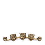Multi-finger ring with feline heads