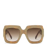 Oversize square-frame rhinestone sunglasses