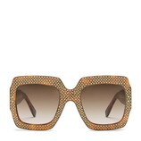Oversize square-frame rhinestone sunglasses
