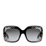 Oversize square-frame rhinestone sunglasses