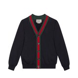 Gucci cardigan pour enfant en coton avec bande Web - view 2
