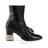 Gucci Leather ankle boot with removable leather bow - view 2