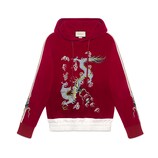 Gucci Velvet sweatshirt with dragon appliqué - view 2