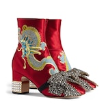 Gucci Dragon satin mid-heel ankle boot - view 2