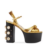 Gucci Metallic leather platform sandal - view 2