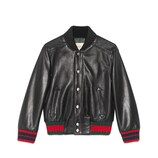 Gucci Children's leather bomber with Web - view 2