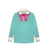 Gucci Contrast silk shirt with bow - view 2