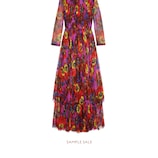 Gucci Embroidered violet print chiffon gown - view 2