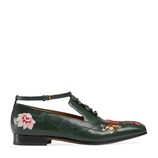 Gucci Embroidered leather shoe with ankle strap - view 2