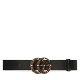 Gucci Cinturón de Piel con Hebilla de Doble G de Cristal - view 2