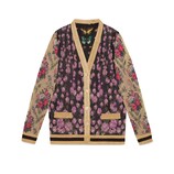 Gucci Patchwork shiny jacquard reversible cardigan - view 2