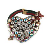 Gucci Webstreifen-Armband mit Kristallherz - view 2