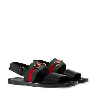 Sandalo in pelle con dettaglio Web