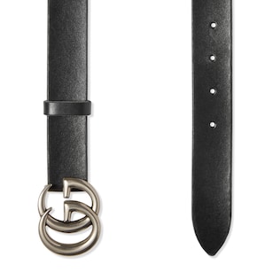 Leather belt with Double G buckle