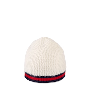 Cappello in cashmere e lana con dettaglio Web