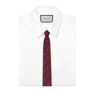 Pierced heart wool silk tie