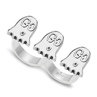 GucciGhost double finger ring in silver