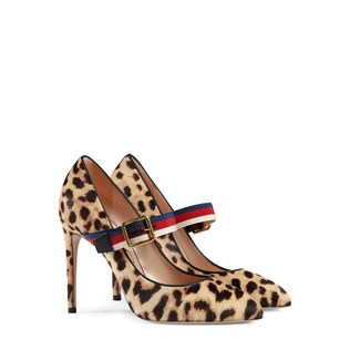 Sylvie Leopard print calf hair pump