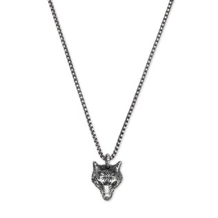 Anger Forest wolf head necklace in silver