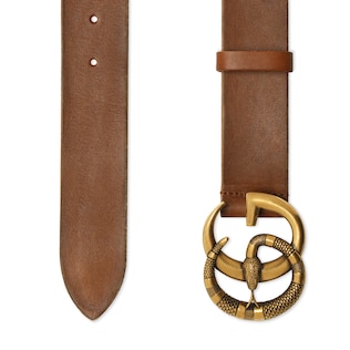 Leather belt with Double G buckle with snake