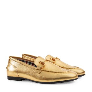 Children's Gucci Jordaan metallic leather loafer
