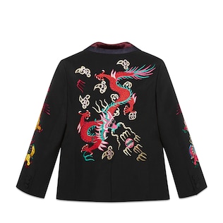 Children's twill jacket with dragon embroidery