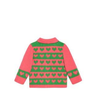 Baby Cardigan aus Wolle mit Herz-Intarsie