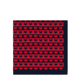 Hearts striped wool baby blanket