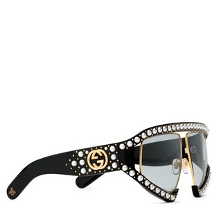 Gafas de sol rectangulares de acetato con perlas