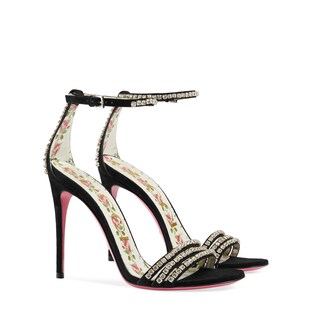 Suede sandal with crystals
