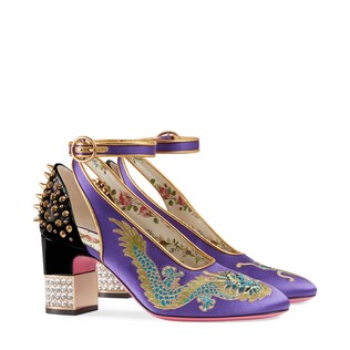 Dragon satin mid-heel pump