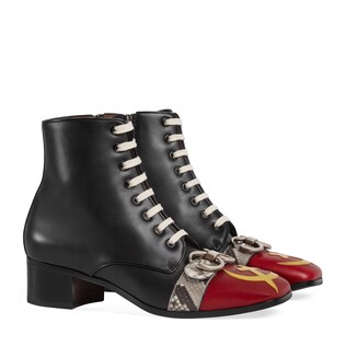 Leather boot with pierced moon