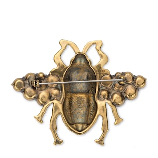 Bee brooch with crystals and pearls