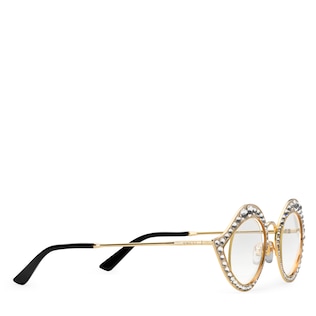 Cat eye metal glasses with crystals