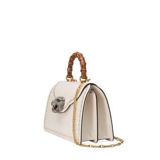 Frame print leather top handle bag