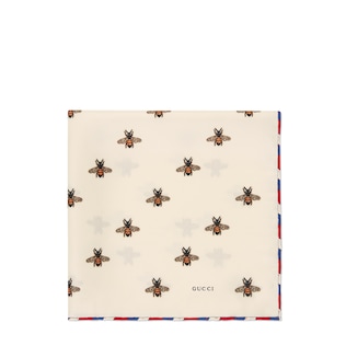 Bees print silk pocket square