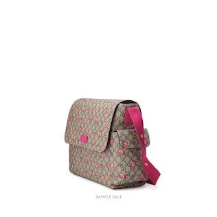 Borsa per accessori da bebé motivo GG con boccioli di rosa