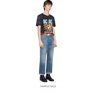 AC/DC print tie-dye cotton T-shirt
