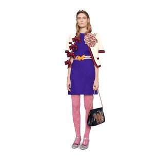 Wool silk pintuck dress with belt