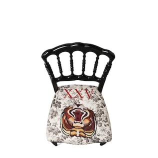 Wood chair with embroidered tiger
