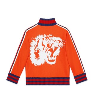 Children's technical jersey sweatshirt with tiger