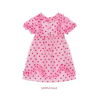 Beflocktes Baby-Seidenkleid mit Sternen-Motiv