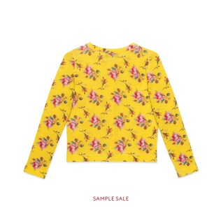 Cárdigan Infantil de Lana Merina con Estampado de Rosas