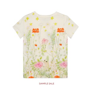 Children's cat and flowers print T-shirt
