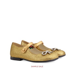 Children's glitter ballet flat with bow