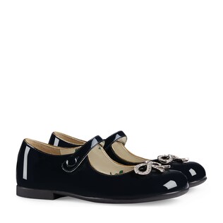 Children's patent ballet flat with bow