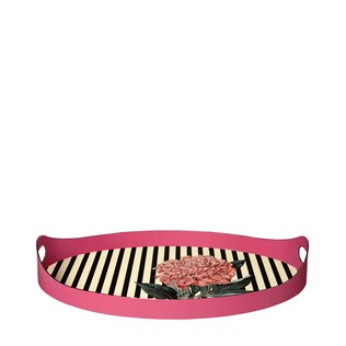 Flower print oval metal tray