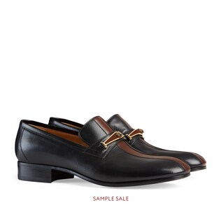 Leather loafer with stripe