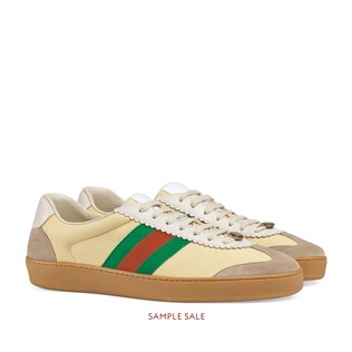 Leather and suede Web sneaker