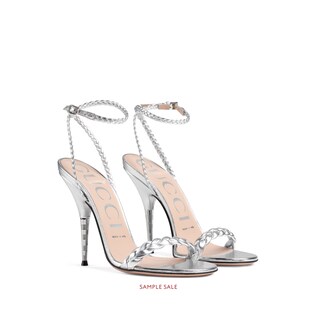 Sandale aus geflochtenem Metallic-Leder